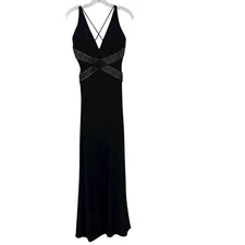 Morrell Maxie Women's Spaghetti Strap Black Maxi Prom Dress Size 4