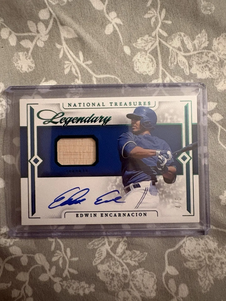 2024 National Treasures Edwin Encarnación Auto Bat Relic/5 LLS-EE SSP Blue Jays Foto 2 de 3