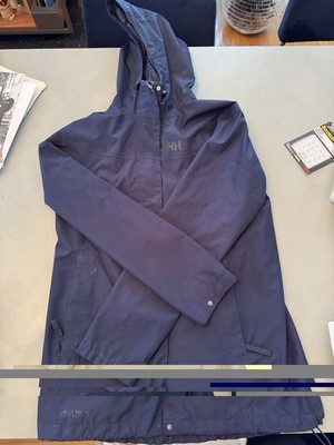 Helly Hansen Lynwood Rain Jacket Navy Hooded Sz Medium Rainproof Windproof EUC