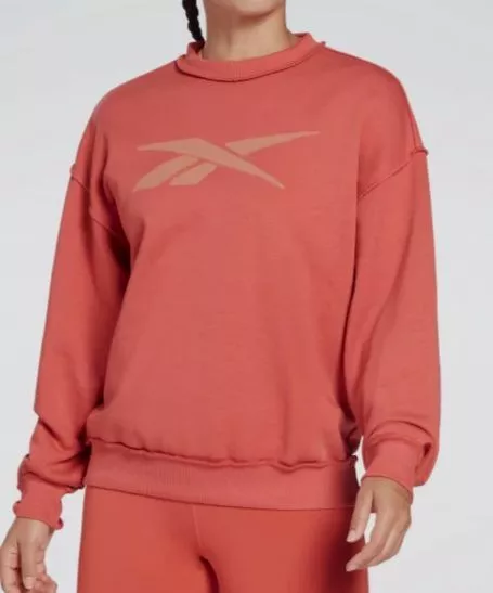 55 Reebok Women s Orange MYT Crewneck Pullover Sweatshirt Sweater Top Size XS