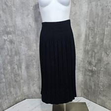 Vintage 70s Its Pure Gould Black Knit Skirt Wide Ribbed Elastic Waistband Midi