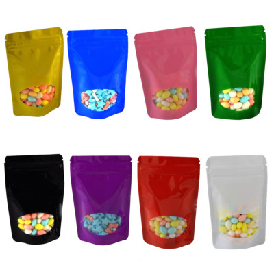 Aluminum Foil Stand Up Pouches Food Storage Seal Bag With Clear Wi