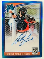 2018 Panini Donruss Optic CHANCE SISCO Rated Rookie Auto Blue #'d /75 RC