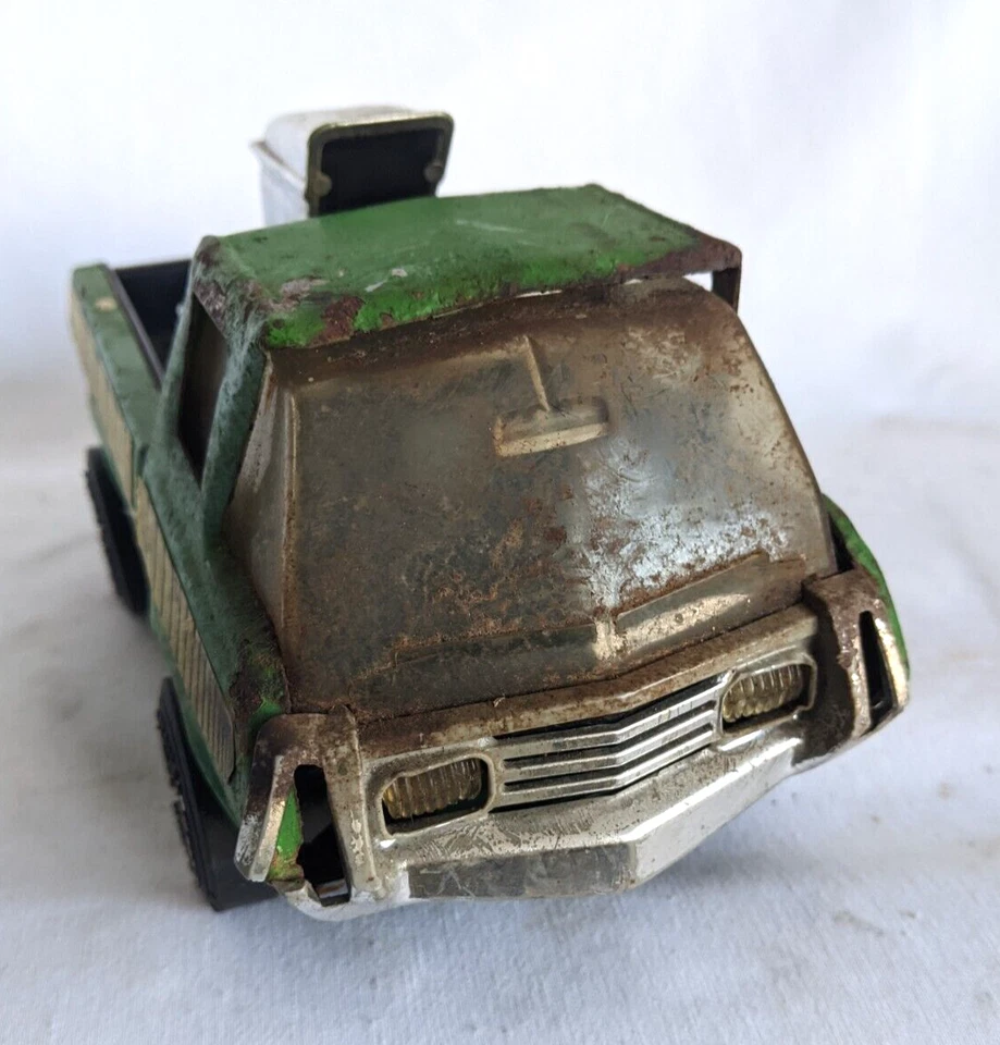 VINTAGE 1970s TONKA PRESSED STEEL GREEN YELLOW HOT ROD MID ENGINE PICKUP TRUCK - Image 3 of 4