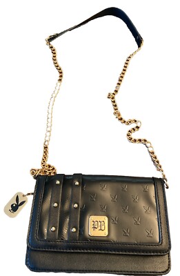 Playboy Brand Purse Clutch Embossed Bunny Logo Chain Strap