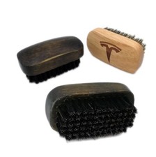 Customized LOGO Pocket Mini Beard Brush with Boar Bristle Small Rectangle Wood