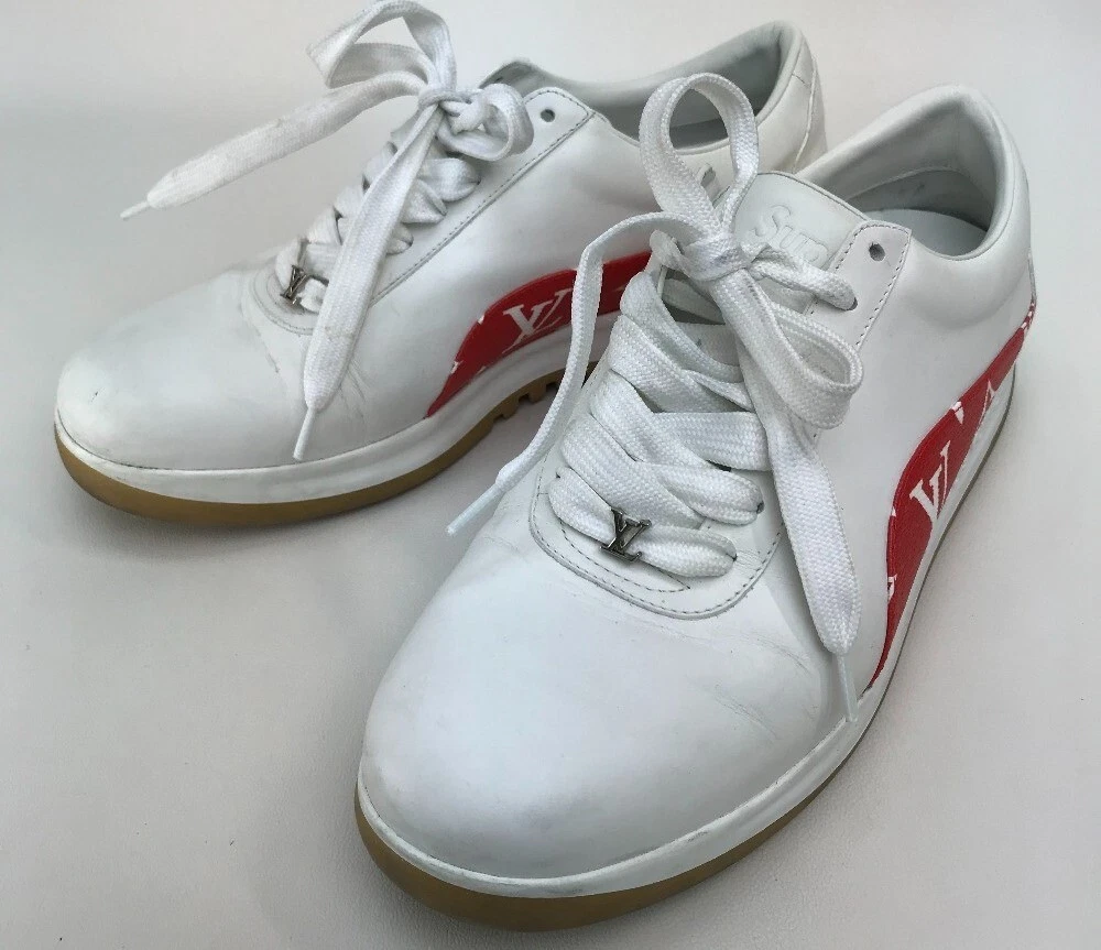 LOUIS VUITTON X Supreme 1A3EQ5 Sneakers 6 White x Red Auth Men