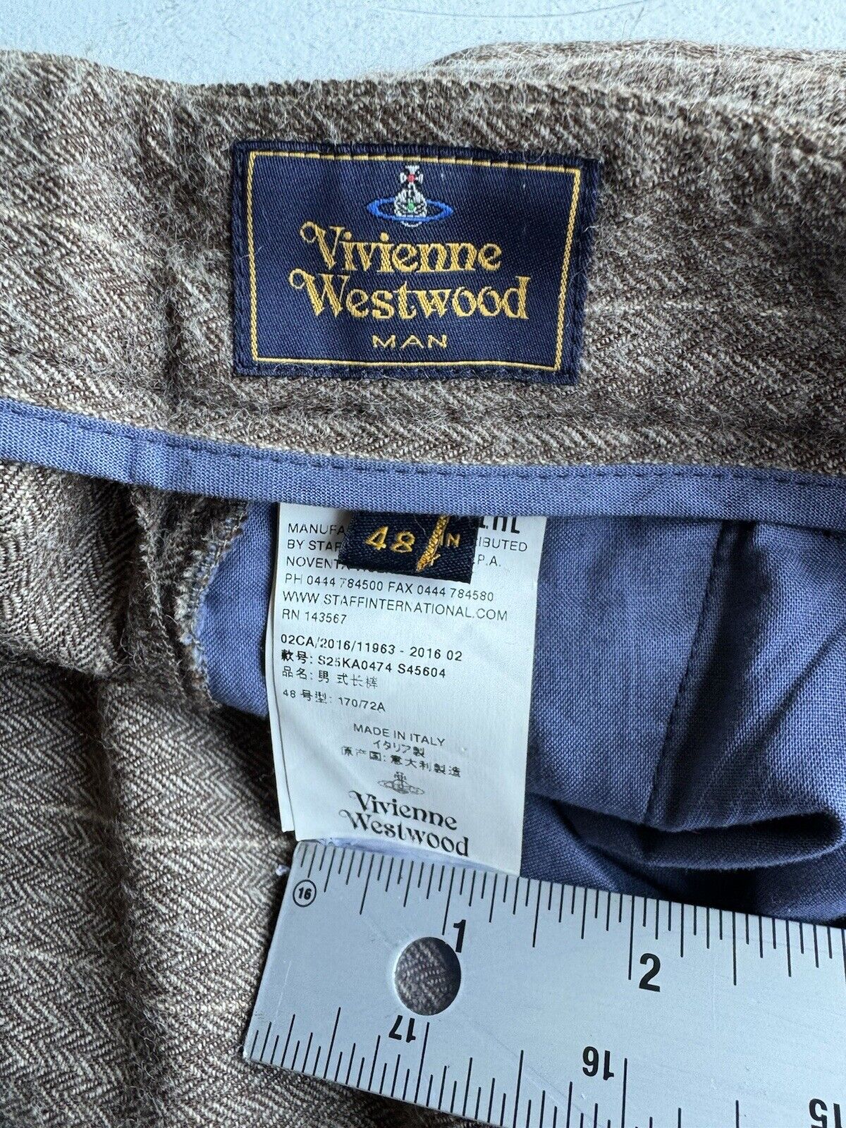Vivienne Westwood MAN Trousers 46 Wool Brown - image 3