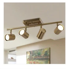 1.6 ft. 4-Light Brass Gold Modern Track Lighting Kits Linear Rotating 