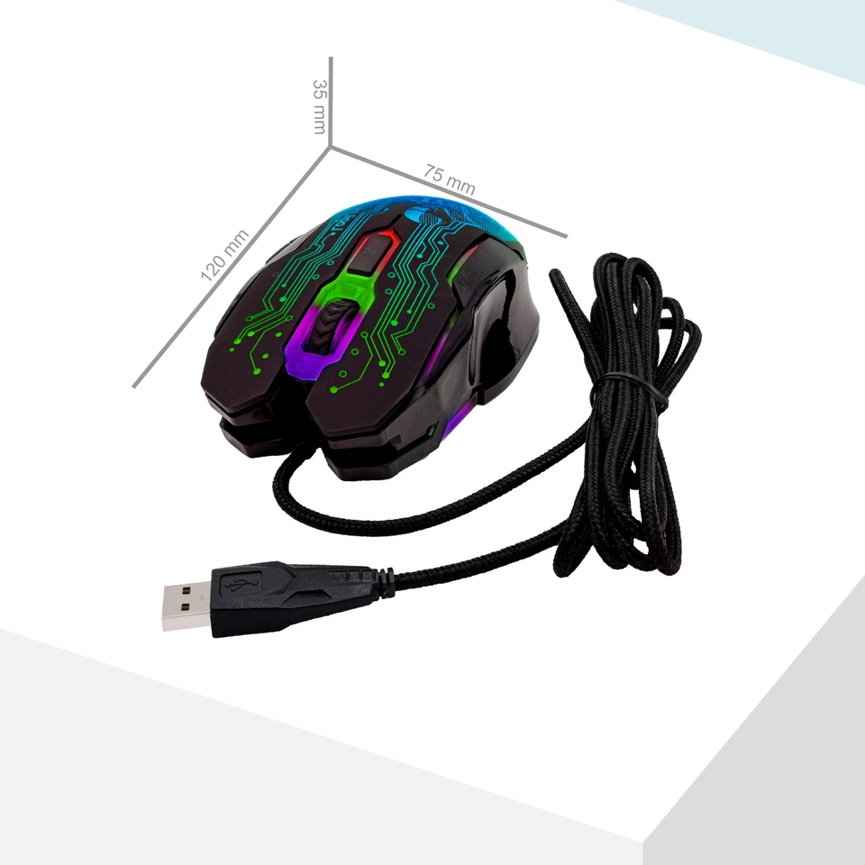 Gaming Maus Optische USB Gamer Mouse 2400DPI Beleuchtet 6 Tasten PC Computer - Bild 3 von 4