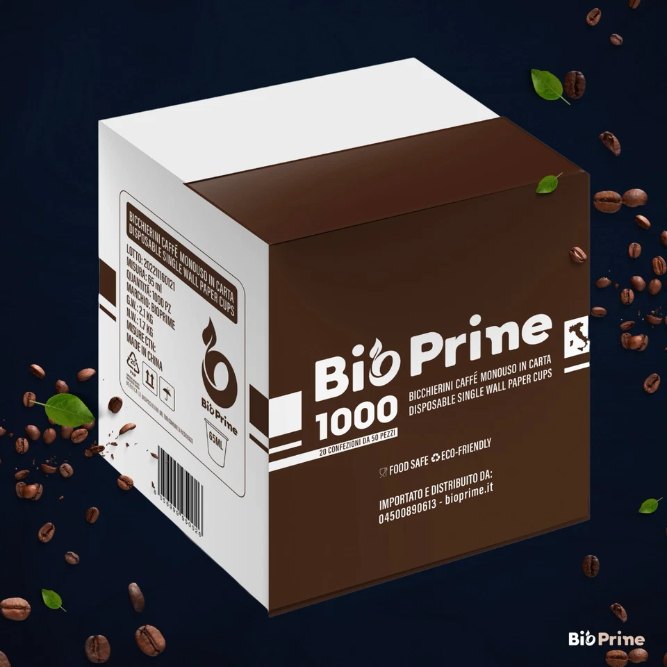 Bicchierini Caffè Carta 65ml Monouso - Bicchieri Caffè Carta Biodegradabili - Immagine 2 di 4