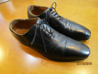 ALDO Black Leather Derby Cap Toe Oxfords Mens Shoes Size  display picture 3