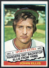 1976 Topps Baseball Card #383T John Ellis TRADED Texas Rangers EX-MT+ *eb
