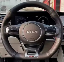 Cubierta de cuero para volante Kia K5 DL3 Sportage GT Line costura rosca roja
