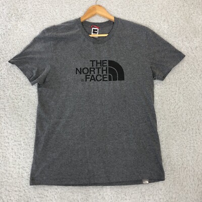 The North Face T Shirt Mens M Medium Grey Spellout Logo Walking Hiking Outdoors