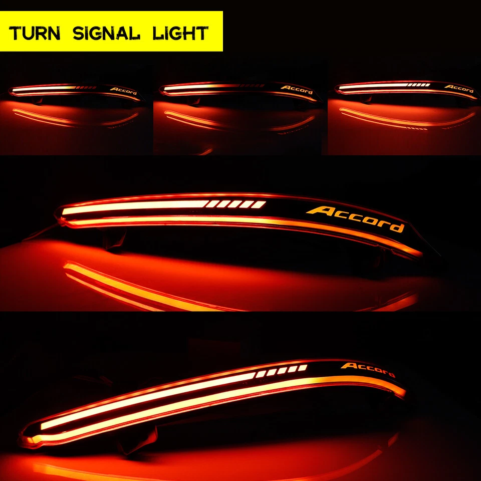 LED Reflector Tail Light for Honda Accord 2018 2019-2022 Rear Bumper Lamp Red - Image 4 of 4