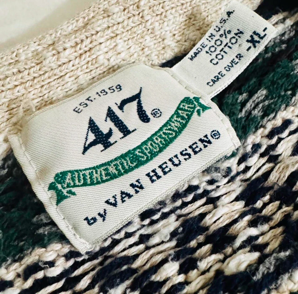 Chaleco tejido vintage 417 Van Heusen para hombre talla XL Foto 4 de 4