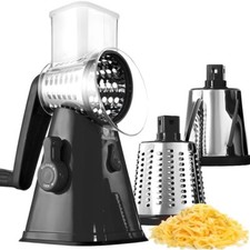 Nutrislicer Black 3-in-1 Kitchen Countertop Cheese Grater Handle & Suction