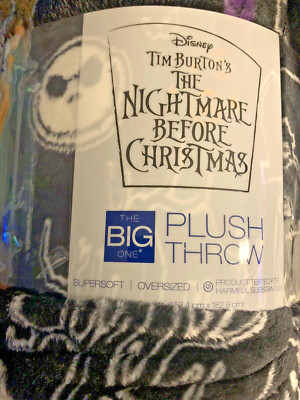 Disney Tim Burtons The Nightmare Before Christmas Halloween Plush Throw Blanket