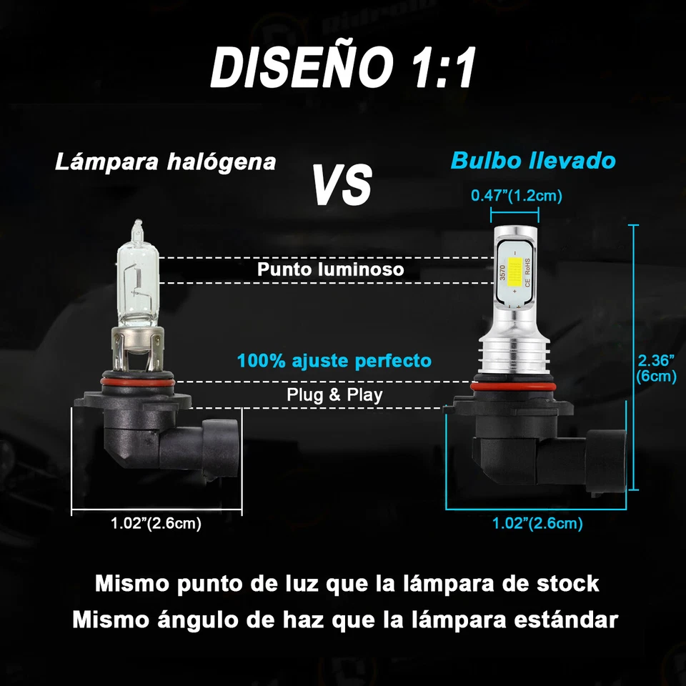 For Mitsubishi Lancer 2008-2015 Combo Hi&Lo Beam LED Headlights + Fog Lights YH - Image 4 of 4