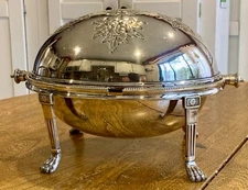Walker & Hall Silverplate Revolving Domed Oval Warming Serving Dish