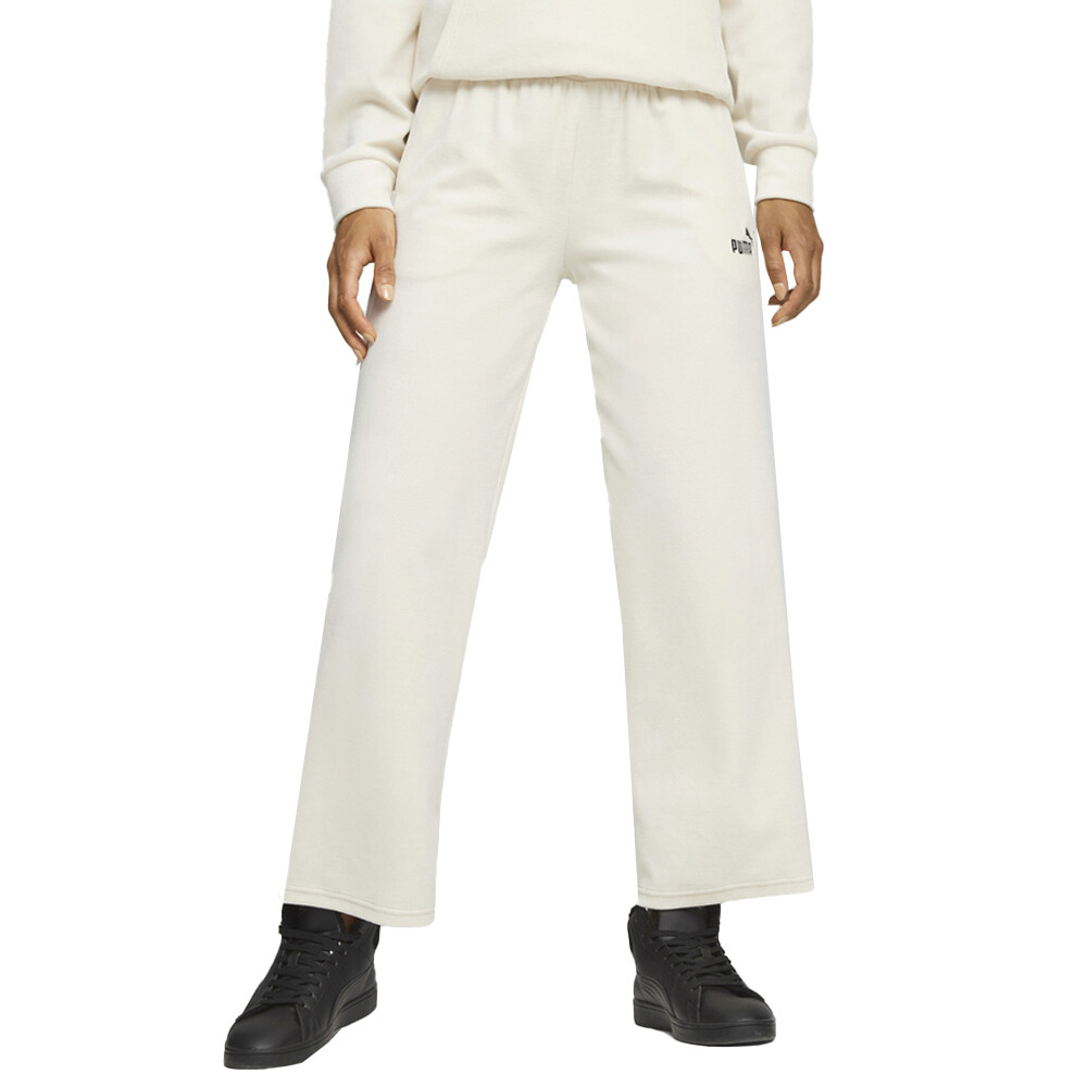 Прямые велюровые брюки Puma Essential с завышенной талией, женские белые повседневные спортивные брюки-ботто