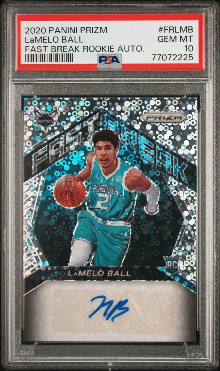 2020 PANINI LaMELO BALL PRIZM FAST BREAK PSA 10 GEM MT ROOKIE AUTO CARD #FRLMB