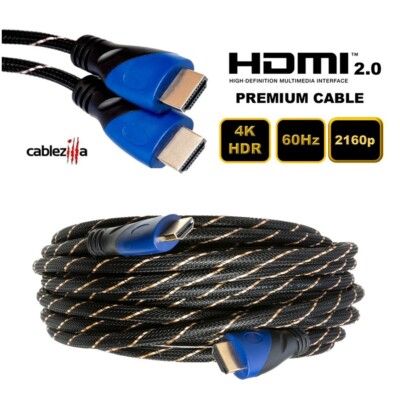 25FT 4K HDMI 2.0 Premium Braided Cable ARC 60Hz 2160p 3D PC HDTV PS3/4/5 Xbox