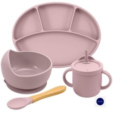 Baby F&uuml;tterungsset Silikon Entw&ouml;hnungszubeh&ouml;r mit Teller Sch&uuml;ssel L&ouml;ffel Tasse