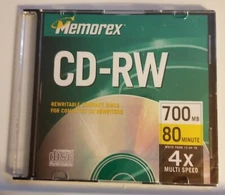 Memorex CD-RW Rewritable  4x Multi-Speed, 700MB, 80 Minutes with Slim Jewel Case