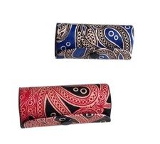 Tej Gifts -2 Pieces Batik Print Leather Lipstick Case Stylish Holder with Mirror