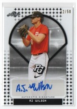 2018 Leaf Perfect Game National Showcase Base Autos Black /50 AJ Wilson Auto