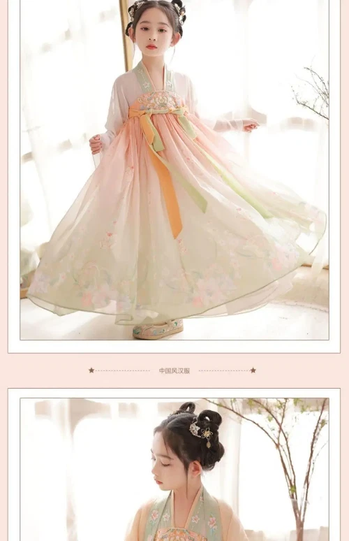 VETEMENTS Costume bambina canafu ricamo floreale fata principessa abito cinese abbigliamento da palco