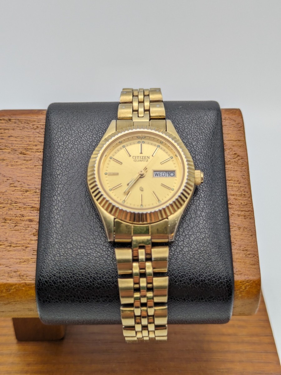 BEAUTIFUL CITIZEN GOLD TONE LADIES' QUARTZ WRISTWATCH DAY/DATE