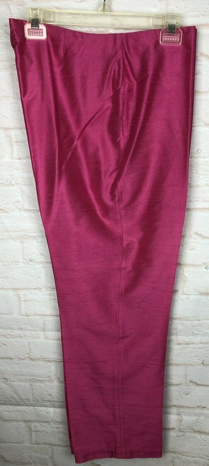 Pantalones de Seda Cortos Lauren Ralph Lauren 12 Rosa 36x27" Talle Alto Cremallera Lateral Brillante EUC Foto 2 de 4