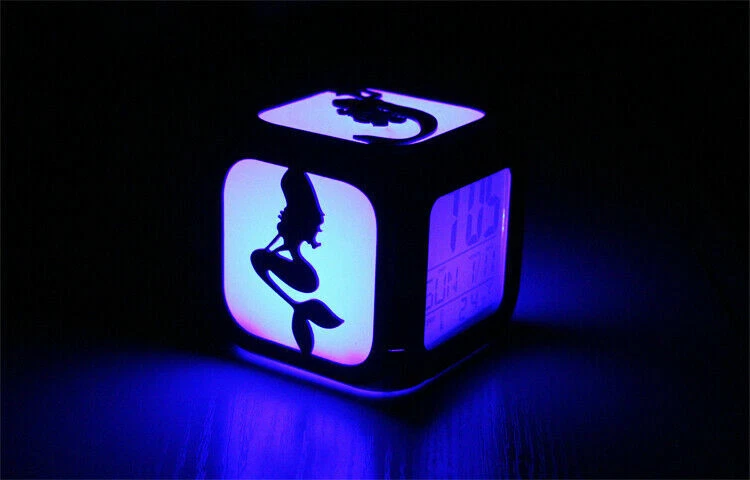 1X 88mm Mermaid Digital LED Alarm Clock 7 Colors XMAS Gifts By USB / Battery Box - Image 4 of 4