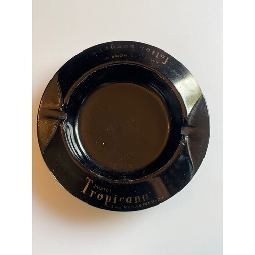 Vintage Tobacciana Hotel Tropicana Ashtray Black Glass Las Vegas Folies