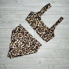 Boohoo cheetah leopard print two piece bikini set swimwear bathing suit swimsuit
