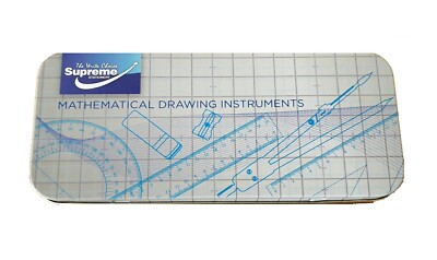 Mathe Set Geometrie Kompass Lineal Set Quadrat Winkelmesser Schule 9-teiliges Set in Dose