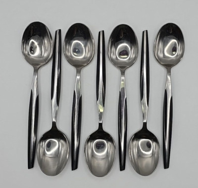 Eldan ELD2 Black Stainless Steel Japan Synthetic Handle Teaspoon - 7 Pc