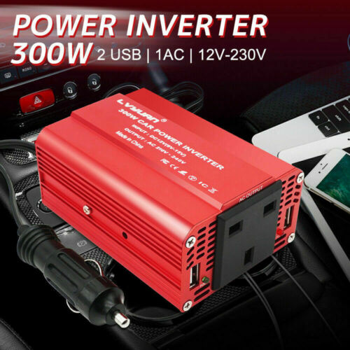 Inversor de potencia 300W convertidor de automóvil CC 12V a CA 230V 240V 2 USB carga viaje computadora portátil - Imagen 1 de 6