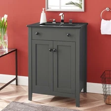Modway Nantucket 24" Bathroom Vanity With Sink in Gray Black