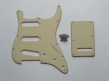 ST Pickguard,Back Plate and Screws SSS Light Cream 3 Ply