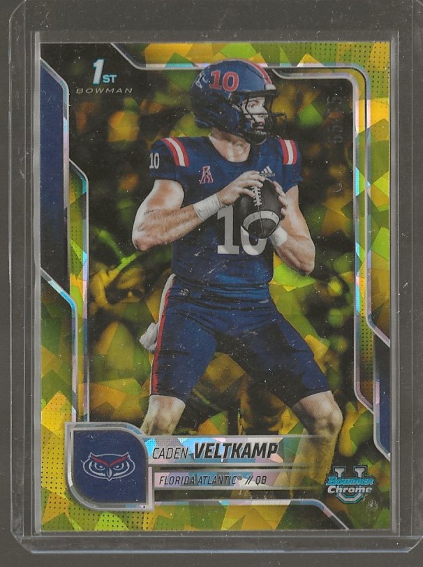 2025 Bowman Chrome University Caden Veltkamp 1st Yellow Sapphire /75 #41 FAU