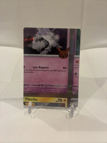 NFC Houndstone & Pikachu Trick Or Trade 2-in-1 Miscut Error Holo Pokemon Card