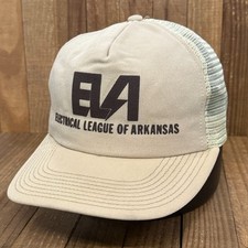 Electrical League of Arkansas Snapback Hat Vintage Made in USA Trucker Cap Beige
