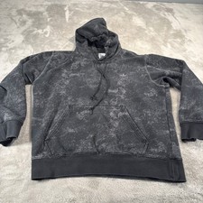 Adidas Hoodie Mens Large Black Grey Original Trefoil Wash Sweatshirt Embroidered
