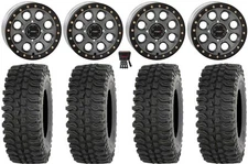 System 3 SB-7 15" Wheels Titanium (4+3) 35" BDC Tires Kawasaki Mule Pro FXT KRX