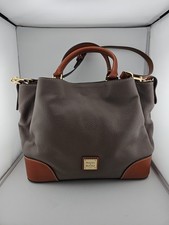 Dooney  Bourke Pebbled Leather Brenna Satchel and Pouch in Elephant Taupe New