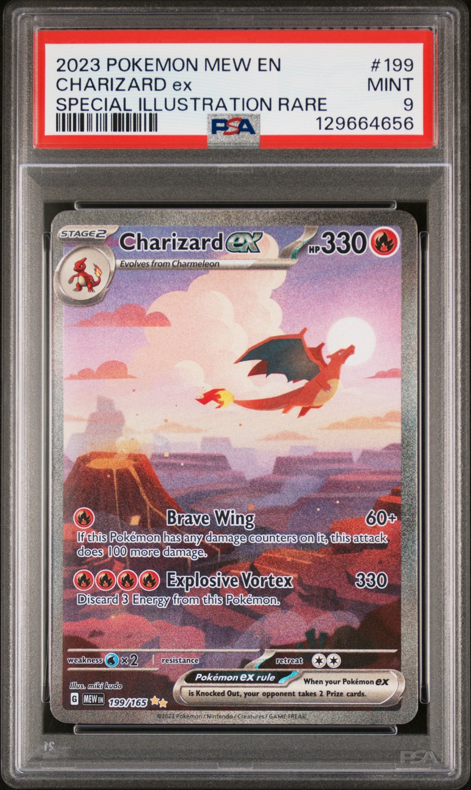 2023 POKEMON MEW EN-151 SPECIAL ILLUSTRATION RARE #199 CHARIZARD EX PSA 9